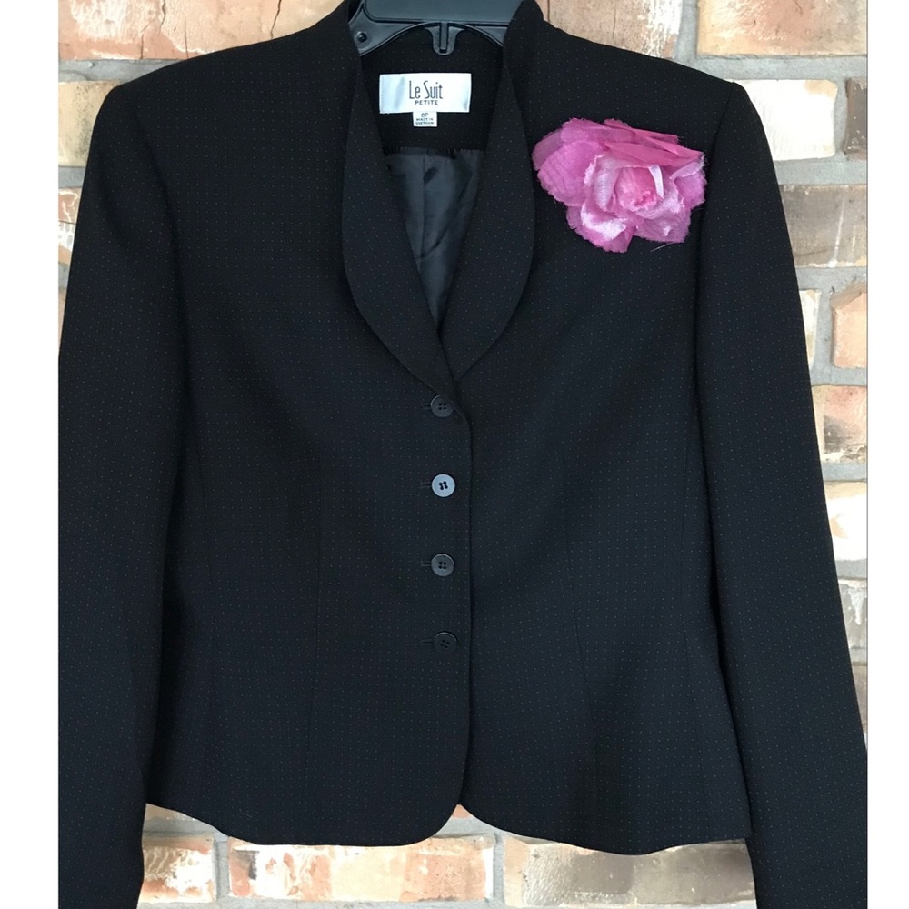 Le Suit Petite Women’s Black and Purple Pencil Striped Blazer 8P